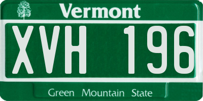 VT license plate XVH196