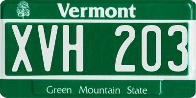 VT license plate XVH203