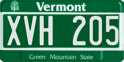 VT license plate XVH205