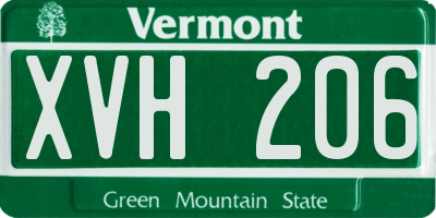 VT license plate XVH206