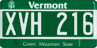 VT license plate XVH216
