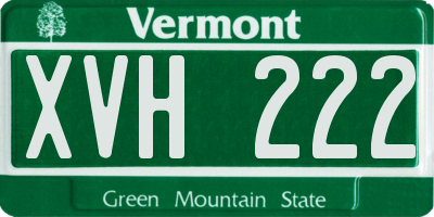 VT license plate XVH222