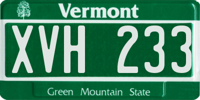 VT license plate XVH233