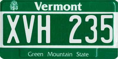 VT license plate XVH235