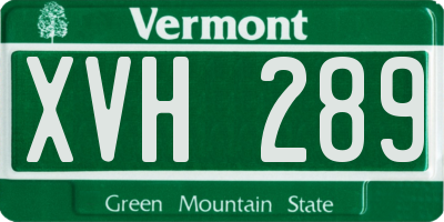 VT license plate XVH289