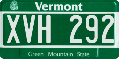 VT license plate XVH292