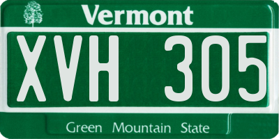 VT license plate XVH305