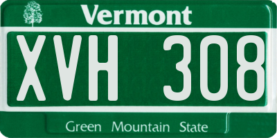 VT license plate XVH308