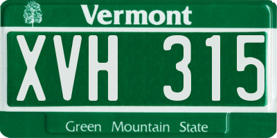 VT license plate XVH315