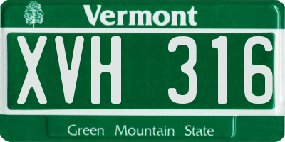 VT license plate XVH316