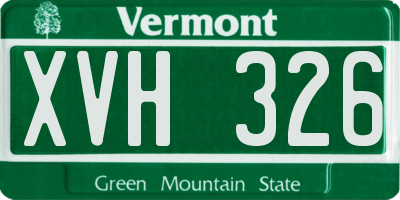 VT license plate XVH326
