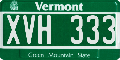 VT license plate XVH333