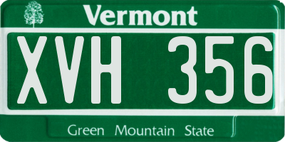 VT license plate XVH356