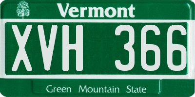 VT license plate XVH366