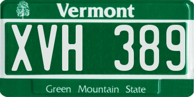 VT license plate XVH389
