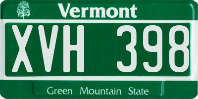 VT license plate XVH398