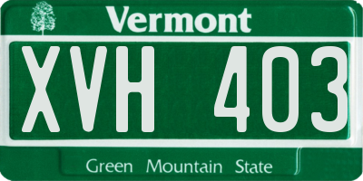 VT license plate XVH403
