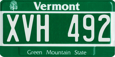 VT license plate XVH492