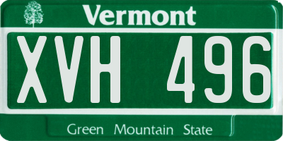 VT license plate XVH496