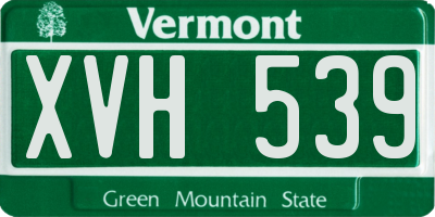 VT license plate XVH539