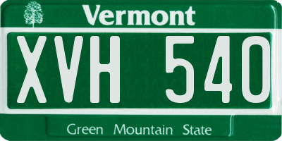 VT license plate XVH540