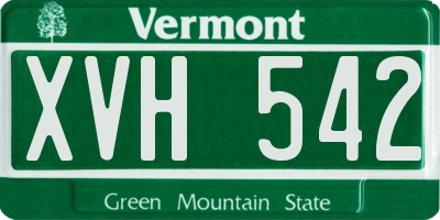 VT license plate XVH542