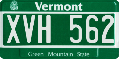 VT license plate XVH562