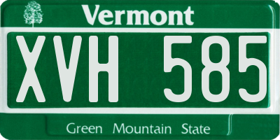 VT license plate XVH585