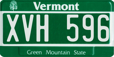 VT license plate XVH596