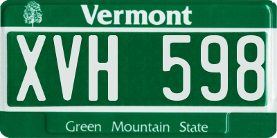 VT license plate XVH598