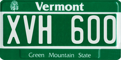 VT license plate XVH600