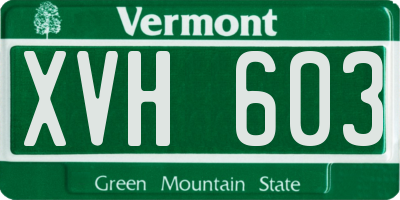 VT license plate XVH603