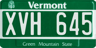 VT license plate XVH645