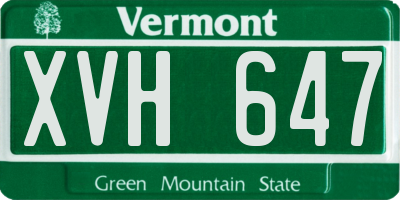 VT license plate XVH647