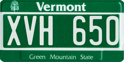VT license plate XVH650