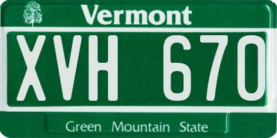 VT license plate XVH670
