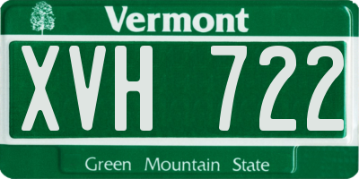 VT license plate XVH722