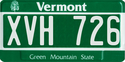 VT license plate XVH726