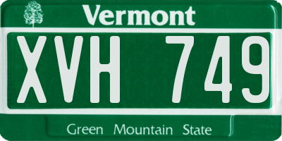 VT license plate XVH749
