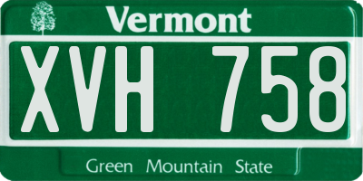 VT license plate XVH758