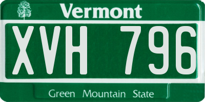 VT license plate XVH796