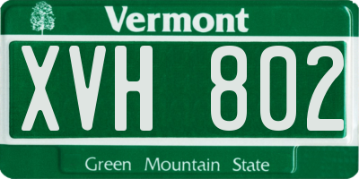 VT license plate XVH802