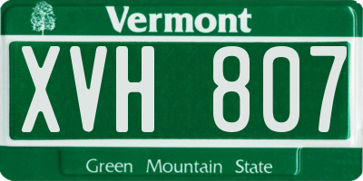 VT license plate XVH807