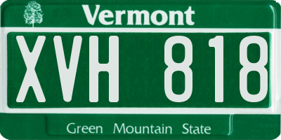 VT license plate XVH818