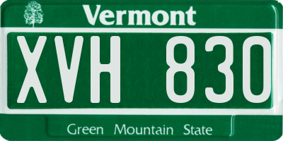 VT license plate XVH830