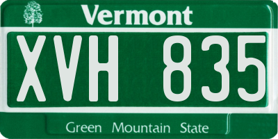 VT license plate XVH835
