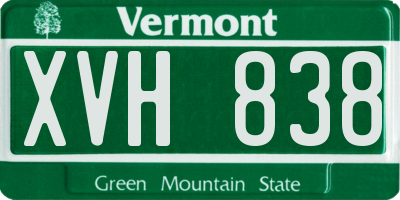 VT license plate XVH838