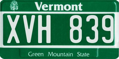 VT license plate XVH839