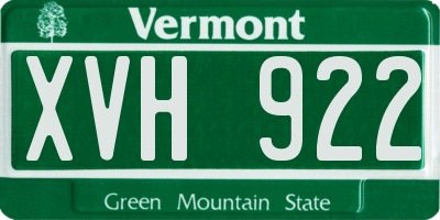 VT license plate XVH922