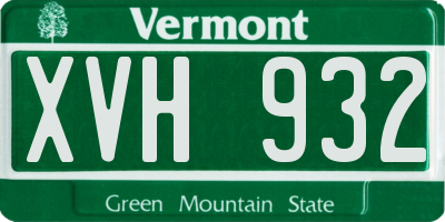 VT license plate XVH932